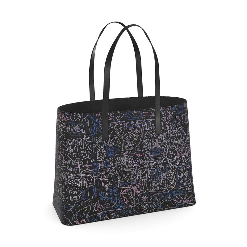Tribal Lines Leather Tote